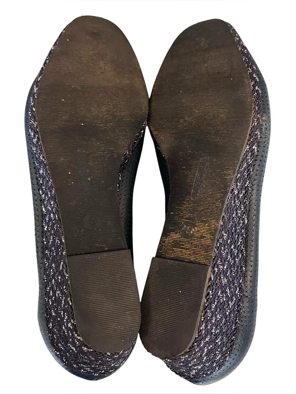 Sesto Meucci Women’s Sz 9 Navy Leather Demi Wedge Heels Perforated Floral